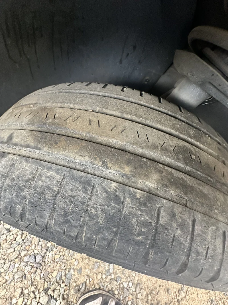 Tread worn down to the wear bars.