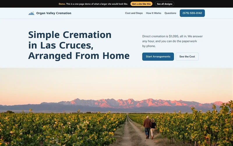 A cremation site from our design library.