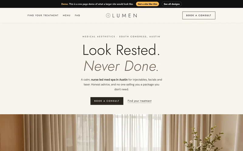 A med spa site from our design library.