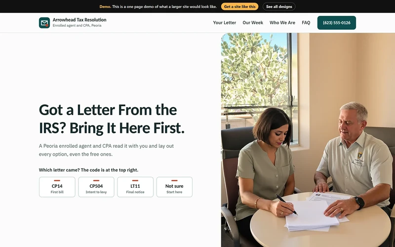 A tax relief site from our design library.