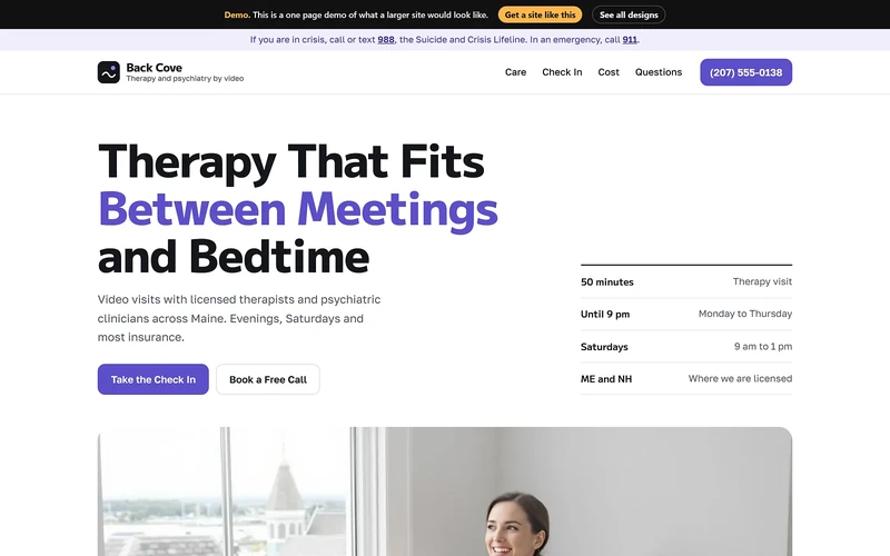A online therapy site from our design library.