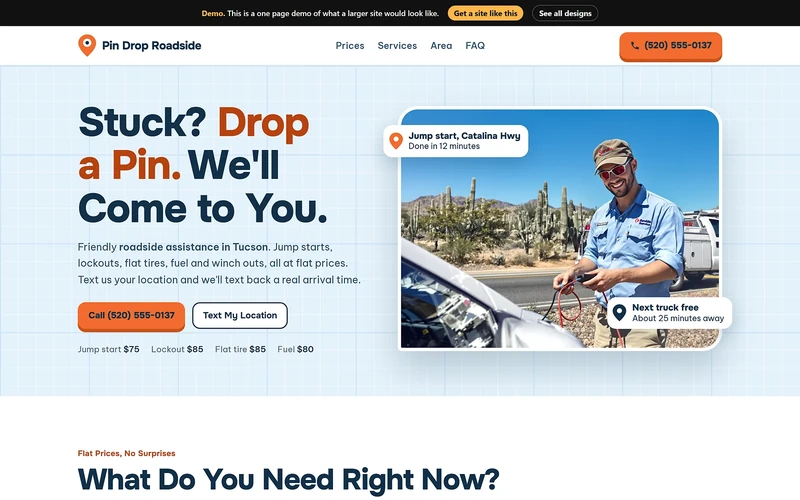 A towing site from our design library.